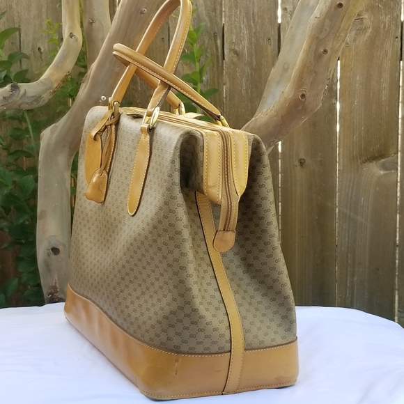 Vintage Gucci Overnight Weekender Travel Train case Boston bag - Picture 6 of 16